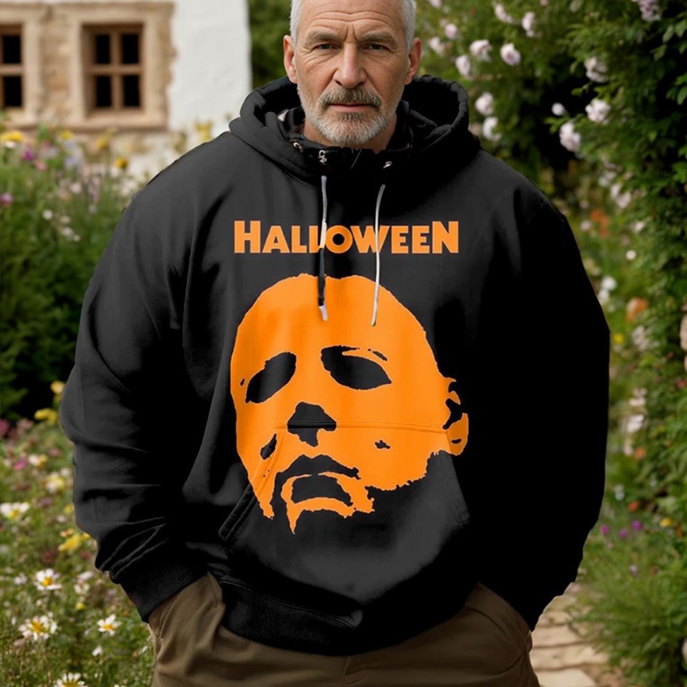 Men's Plus Size Halloween Killer Black Hoodie Tshirt Sweatshirt 