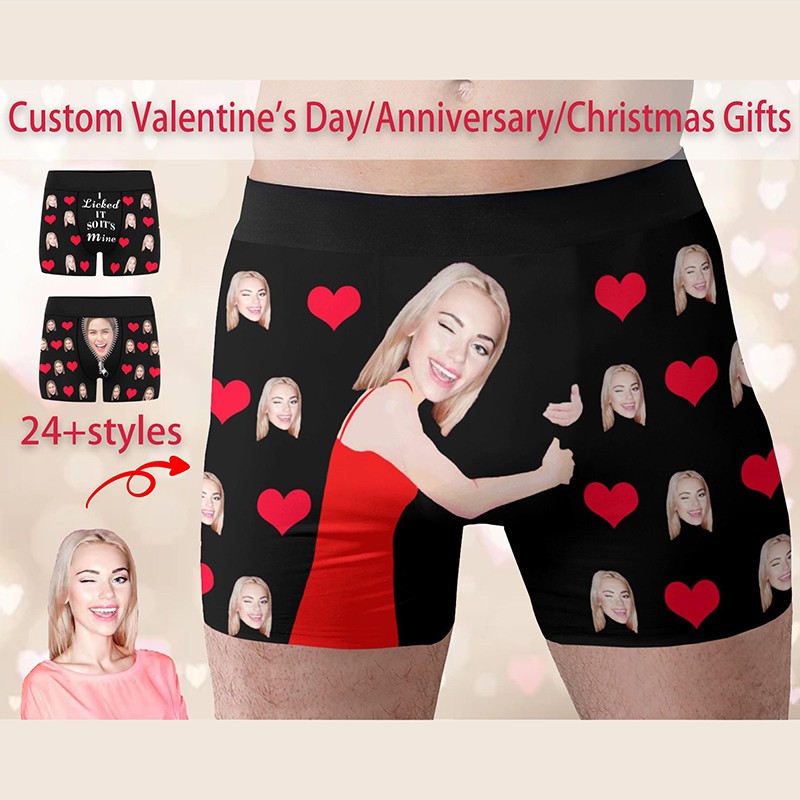 Personalized Boxers for Husband Custom Face Underwear Funny Valentine's Day Wedding Gift for Him Husband