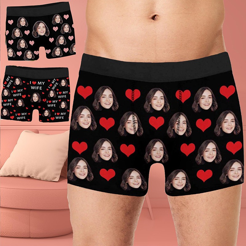 Personalized Boxers for Husband Custom Face Underwear Funny Valentine's Day Wedding Gift for Him Husband