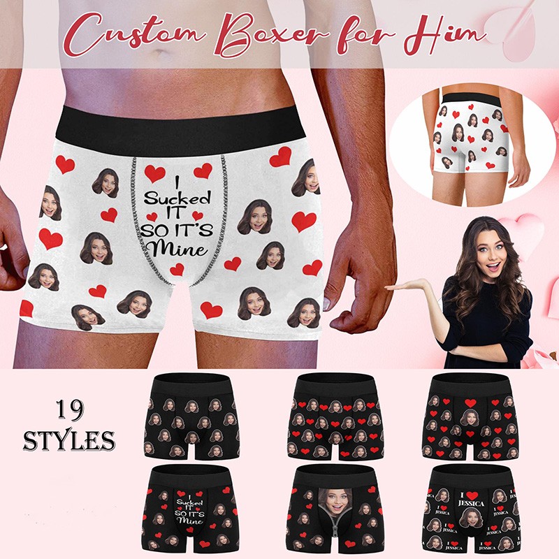 Personalized Boxers for Husband Custom Face Underwear Funny Valentine's Day Wedding Gift Boyfriend Birthday Gift