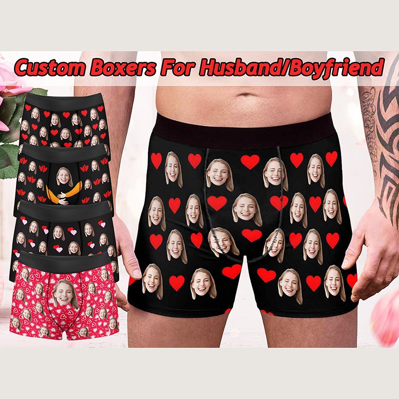 Personalized Boxers for Husband Custom Face Underwear Funny Wedding Gift for Bridegroom Anniversary Gift