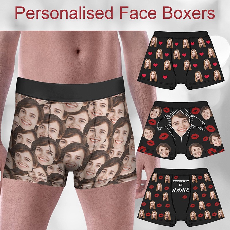 Personalized Boxers for Husband Custom Face Underwear Funny Wedding Gift for Bridegroom Valentine's Day Gift