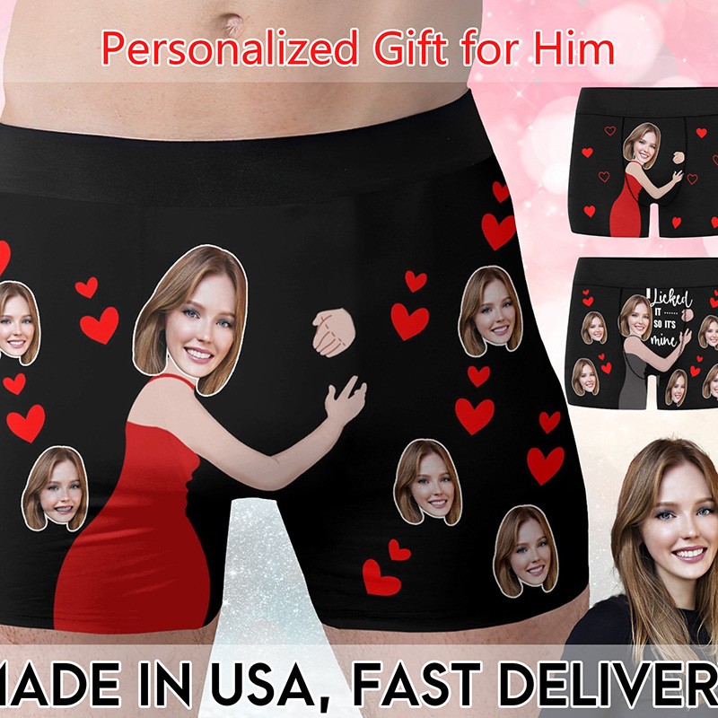 Personalized Boxers for Husband Custom Face Underwear Funny Wedding Gift for Bridegroom Anniversary Gift