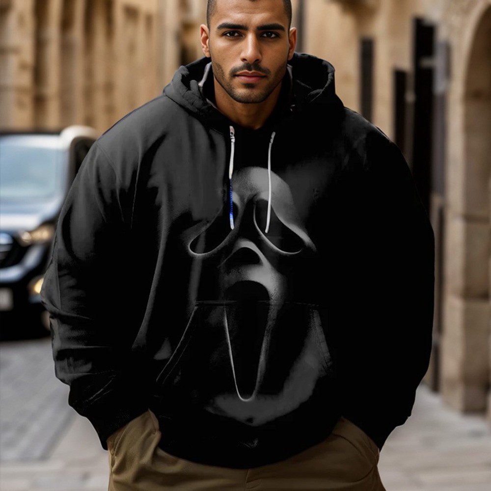 Men's Plus Size  Do You Like Scary Black Hoodie Tshirt Sweatshirt 