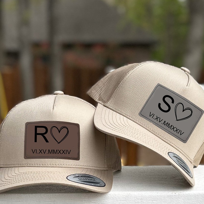 Personalized Roman Numeral Date Trucker Hat for Couples Wedding day Hat Newlywed Gift Anniversary Gift