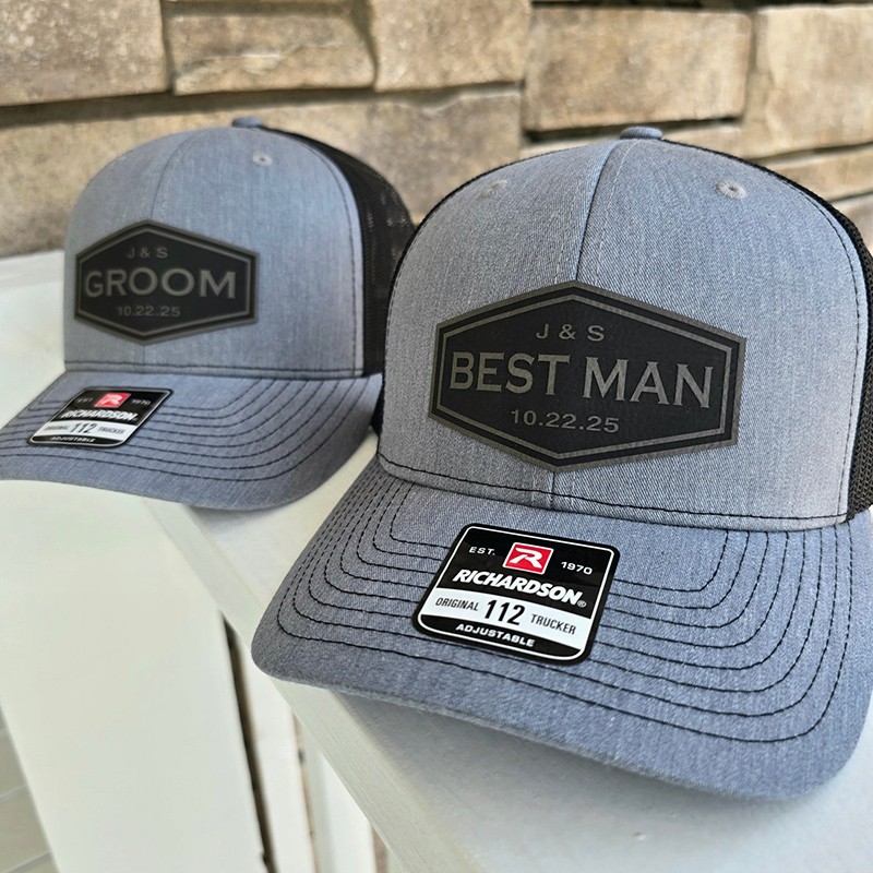 Personalized Groom Patch Trucker Hats Couples Date Initials Hats Bridal Party Wedding Gifts