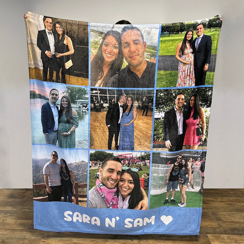 Personalized Picture Collage Text Blanket Family Photo Memorial Blanket Anniversary Christmas Gift