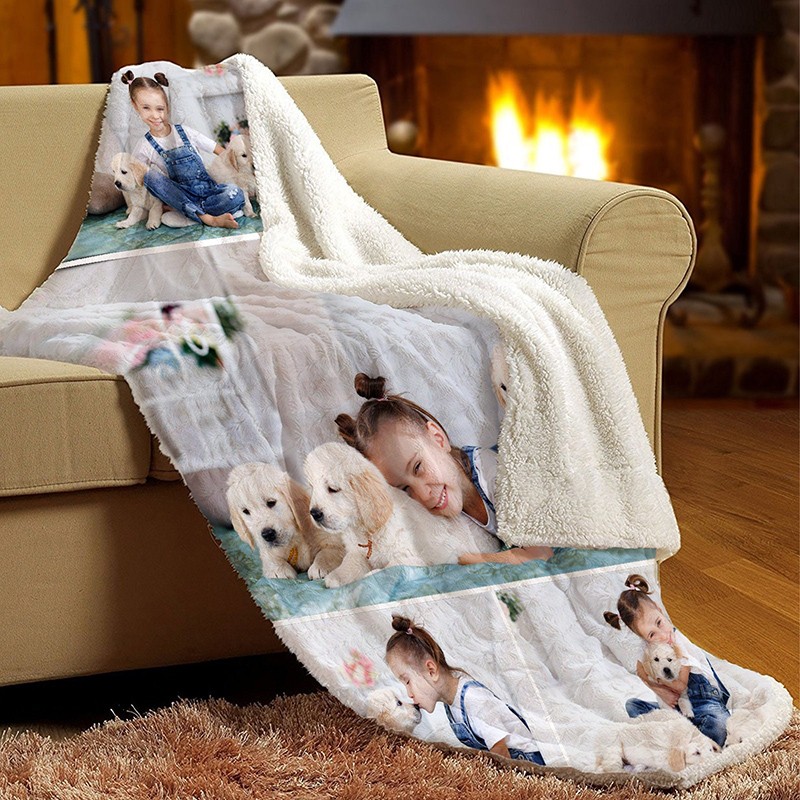 Personalized Picture Collage Text Blanket Family Photo Memorial Blanket Anniversary Christmas Gift