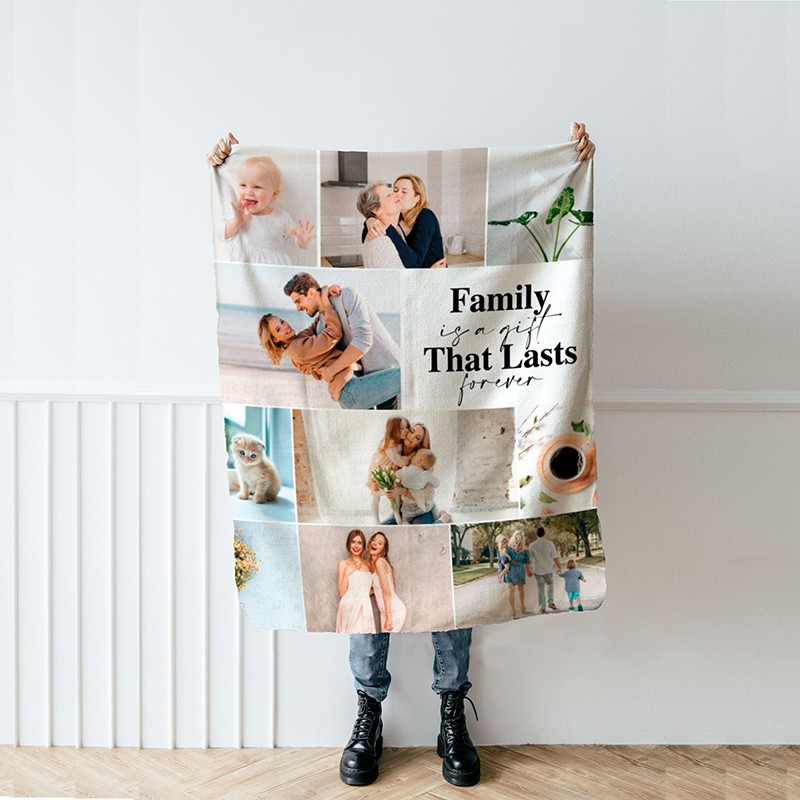 Personalized Picture Collage Text Blanket Family Photo Memorial Blanket Anniversary Christmas Gift