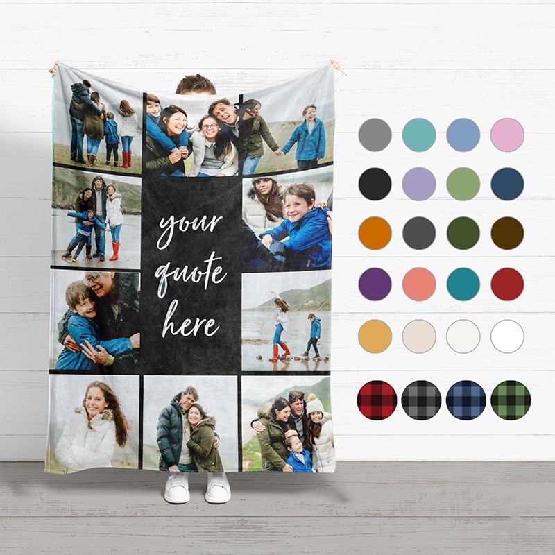 Personalized Picture Collage Text Blanket Family Photo Memorial Blanket Anniversary Christmas Gift