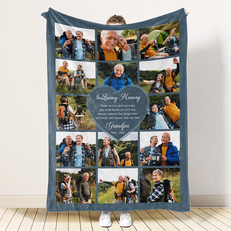 Personalized Picture Collage Text Blanket Family Photo Memorial  Blanket Anniversary Remembrance Gift In Memory Of Photo