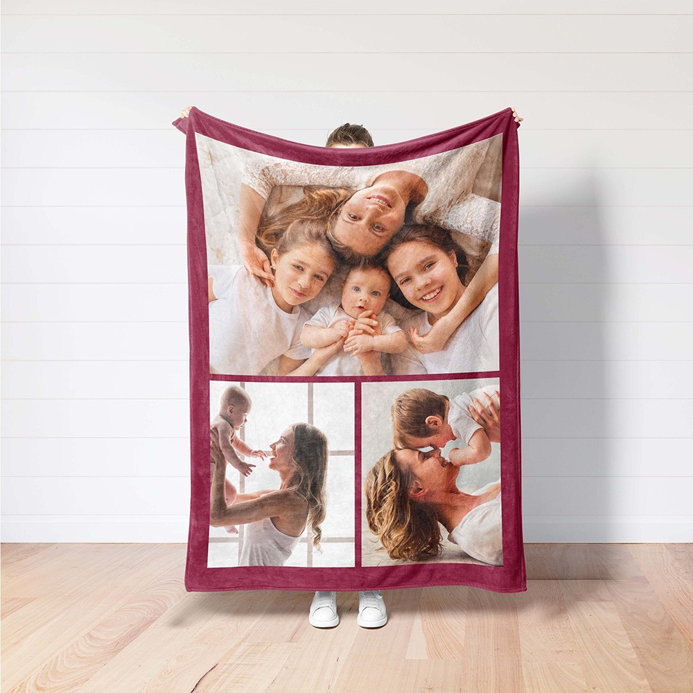 Personalized Picture Collage Blanket Family Photo Memorial Blanket Anniversary Christmas Gift