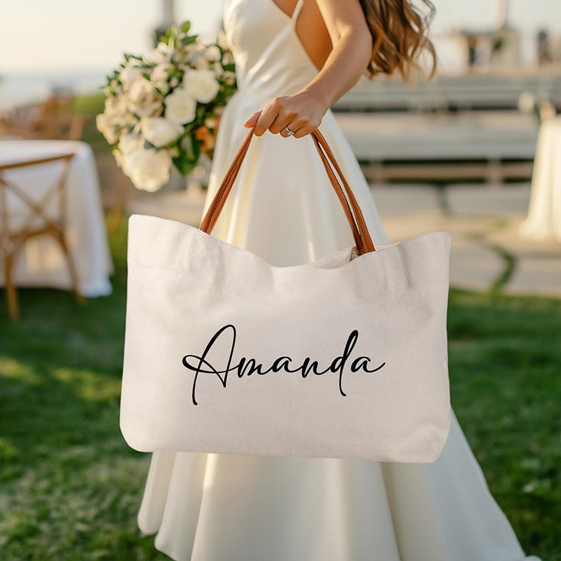 Personalized Bridesmaid Tote Bags With Name Bridesmaid Beach Tote Bag Bridal Party Gift