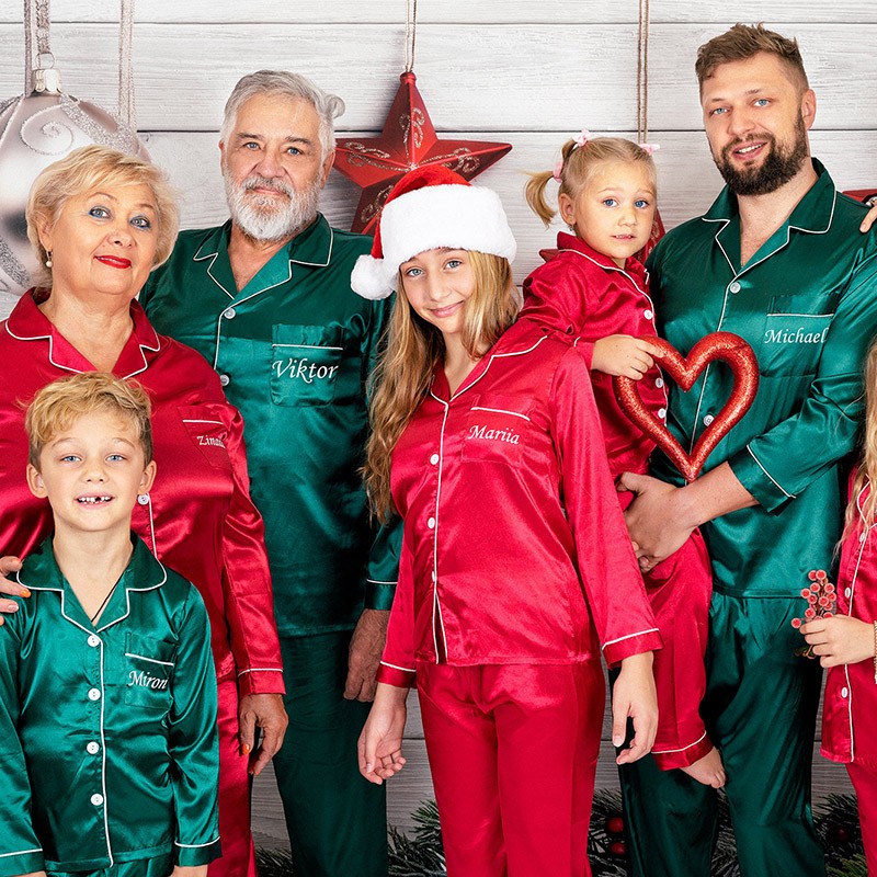 Custom Family Matching Satin Pajamas Christmas Gifts Whole Family Xmas Pjs