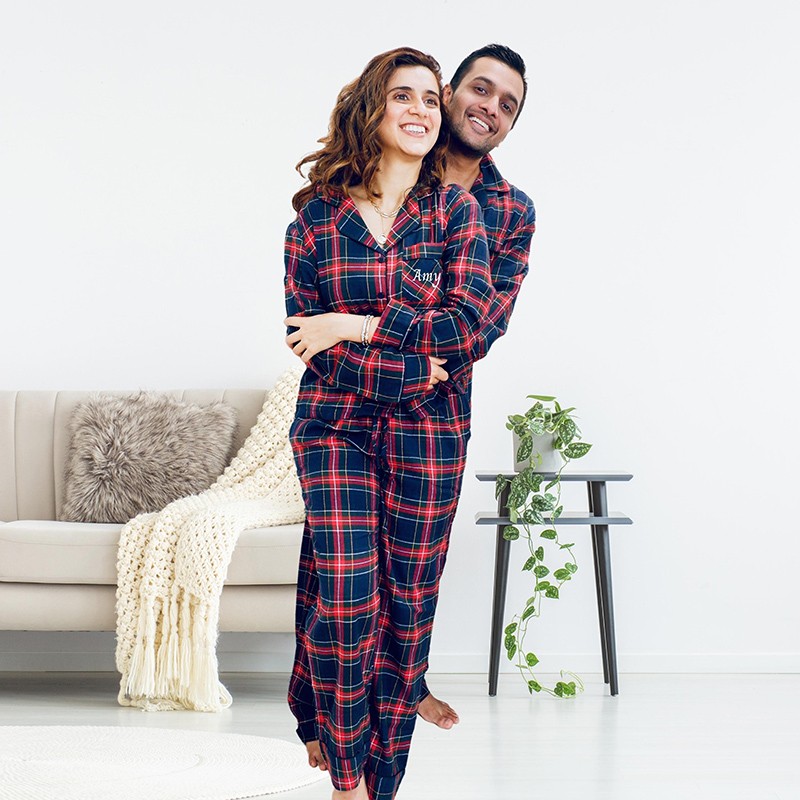 Personalized Couples Pajamas Matching Family Pajamas Christmas Holiday Flannel Pajamas Valentines Day Gift