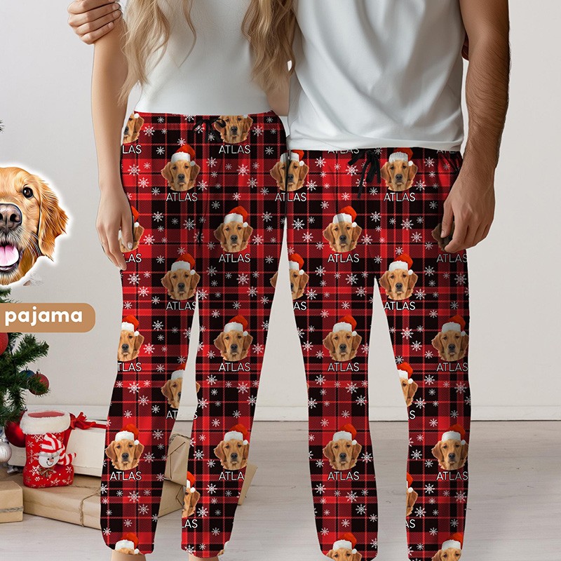 Custom Pet Pajamas Using Pet Photo Name Puppy Cat Christmas Pajamas