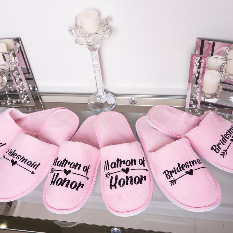 Personalized Fluffy Slippers Closed Toe slippers Bridal Shower Gift Bridal Party Gift