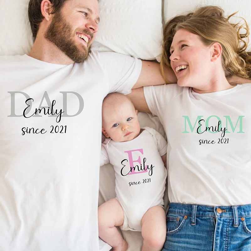 Custom Mama Papa and Baby Matching Shirts Matching Shirt Baby Shower Shirts for New Mom and Dad