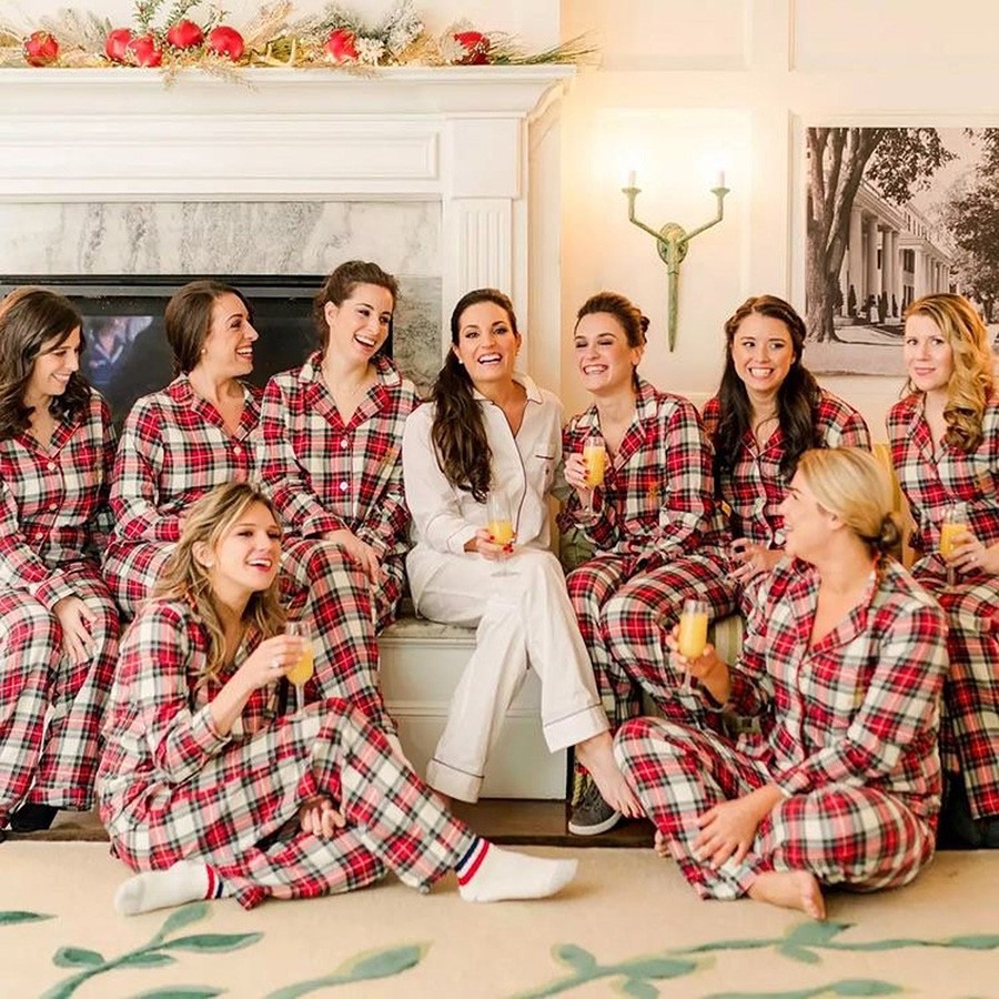 Custom Bridesmaid Pajamas Flannel Matching Pajamas Bridesmaid Party Gift Christmas Bridesmaid