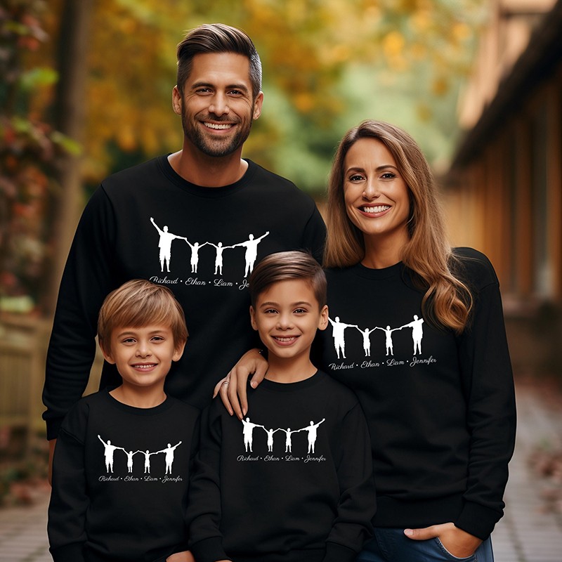 Custom  Name Christmas Sweatshirts for Family Mom Dad And Child Sweatshirt Matching Family Hoodie