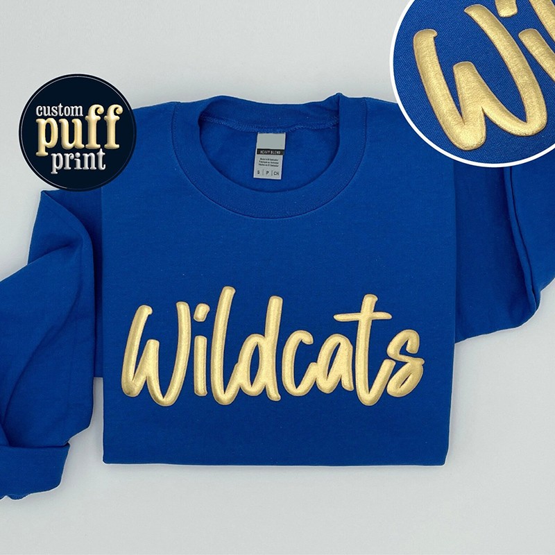 Custom Puff Print Family or Team Name Embossed Print Sweatshirt Christmas Gift Idea