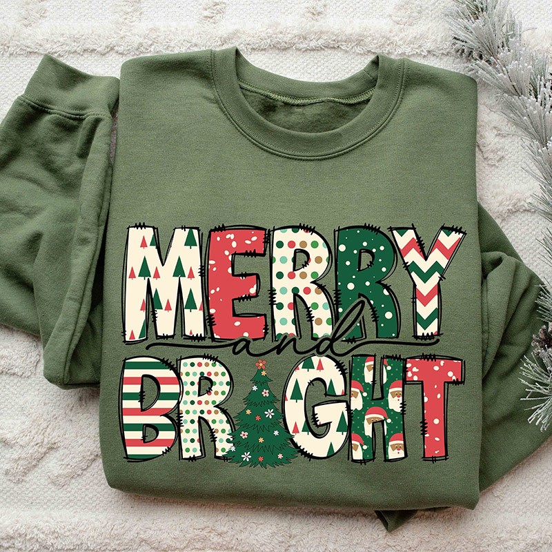 Merry and Bright Sweatshirt Matching Christmas Outfit Sweaters for the whole family