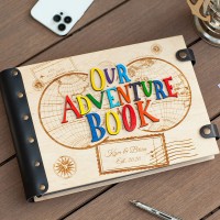 Personalized Our Adventure Book Wooden Travel Photo Album Valentine's Day Wedding Anniversary Gift for Couple