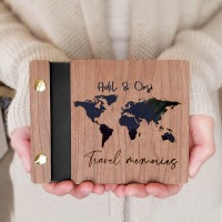 Personalized Wooden Adventure Book Photo Album Travel Memories Valentine's Day Anniversary Gift For Travel Lovers