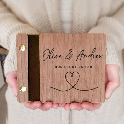 Personalized Wooden Photo Album Valentine's Day Anniversary Gift