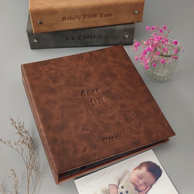 Personalized Genuine Leather Baby Photo Album New Mom Mother's Day Gift For Daughter Wife