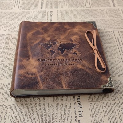 Personalized Genuine Leather World Map Photo Album Our Adventure Book Gift For Couple