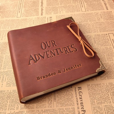 Personalized Genuine Leather Photo Album Our Adventure Book Valentine's Day Anniversary Gift For Couple