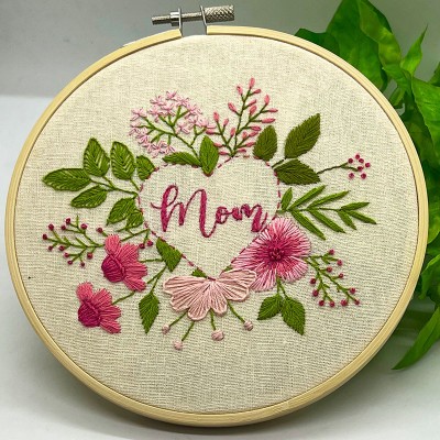 Personalized Mom Floral Embroidery Hoop Art Mother's Day Gift For Mom